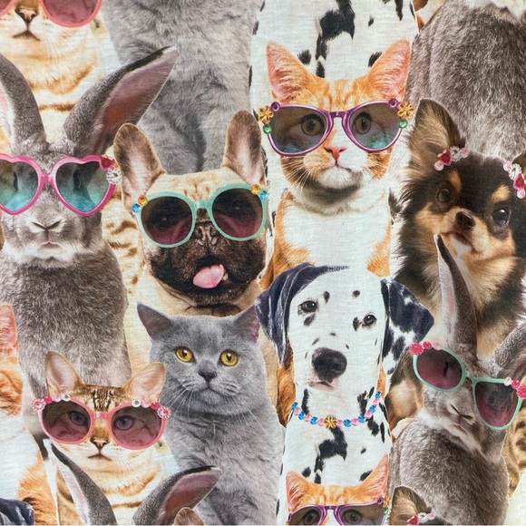 Secret Treasures Cool Cats & Dogs Extra Long Tee Sz L-Xl - Picture 2 of 4